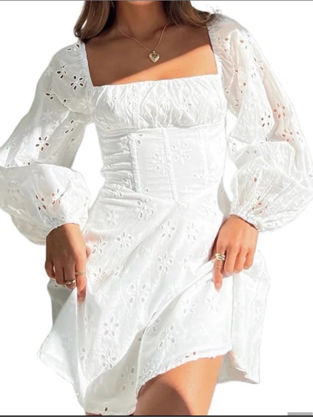 NWT princess Polly White cotton Eyelet Mini Dress,size 0